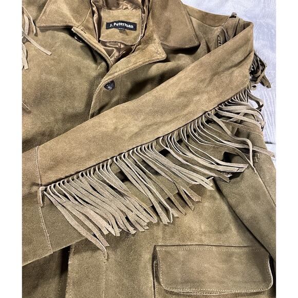 J. Peterman Frontiersman Brown Suede Men’s XXL Fringe Leather Western Jacket VTG - Picture 5 of 16